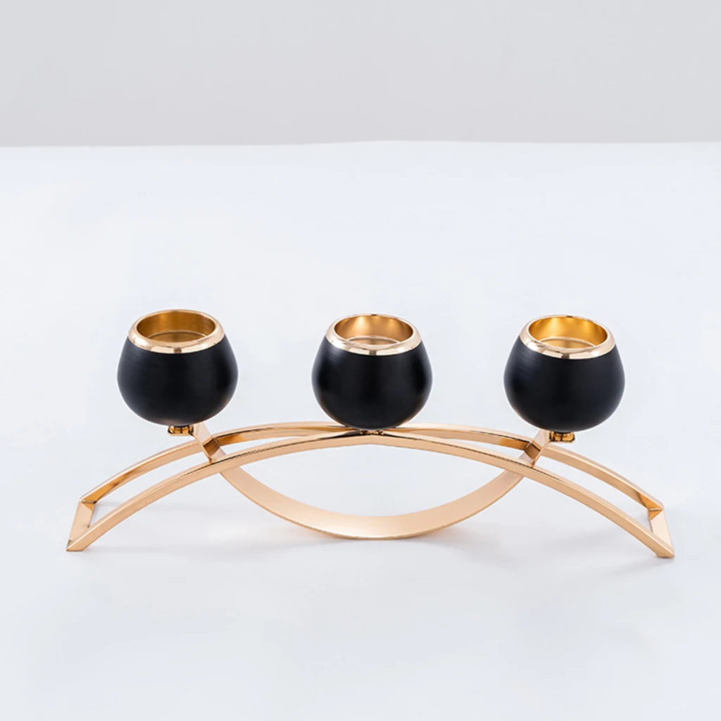 3 Arms Candelabras Arch Bridge Goblet Candle Holders Bowl Tealight Candlesticks Romantic Ornament for Home Wedding Decor