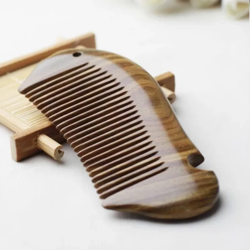 Sandalwood Comb   13cm Supports Carving Anti-static Green Wooden Fish Combs Wood Hair accessory tools 13*5.7*1.3cm
