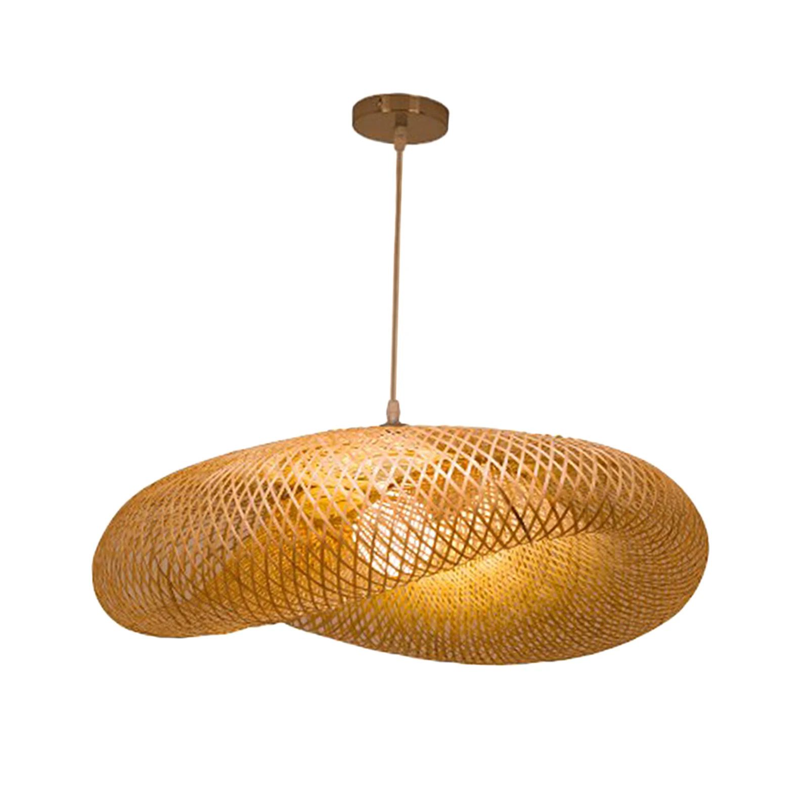 Retro Bamboo Weaving Chandelier Lamp Hanging LED Ceiling Lamp Droplight Fixtures for Restaurant Living Room Bedroom Decoration