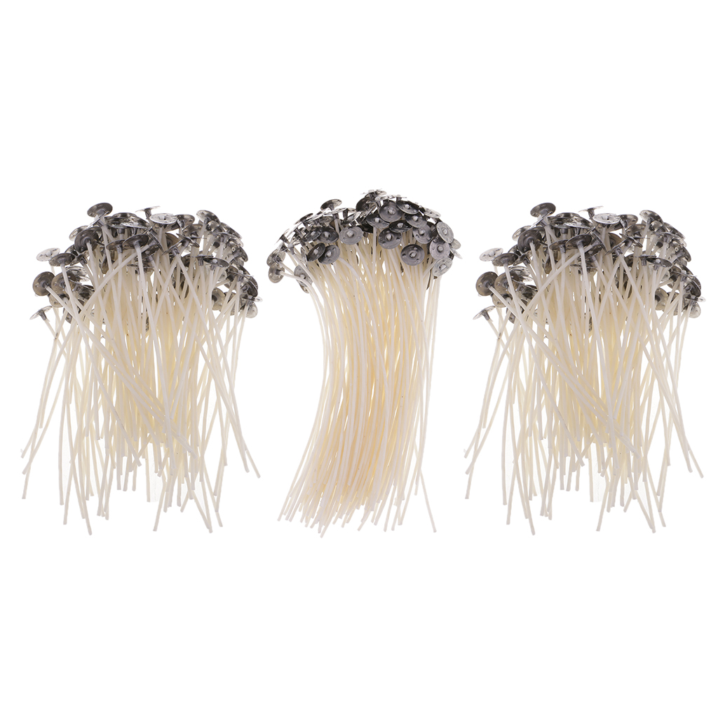 100 Pieces Pre Waxed Pre-Tabbed Cotton Candle Wicks For Candle Making Tealight Candle with Sustainer Tabs 10/12/15cm