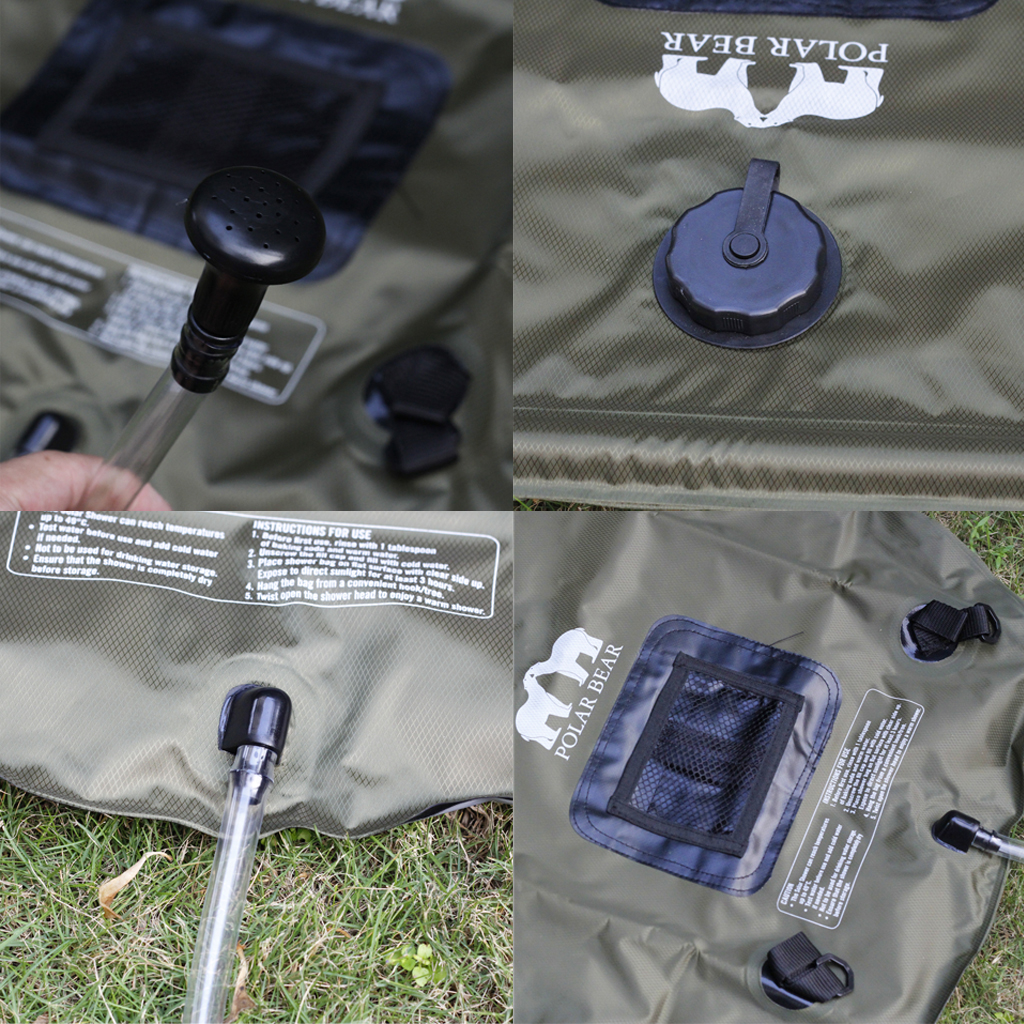 Outdoor 20L Solar Self-heating Camping Shower Bag Pvc Portable Water Pipe