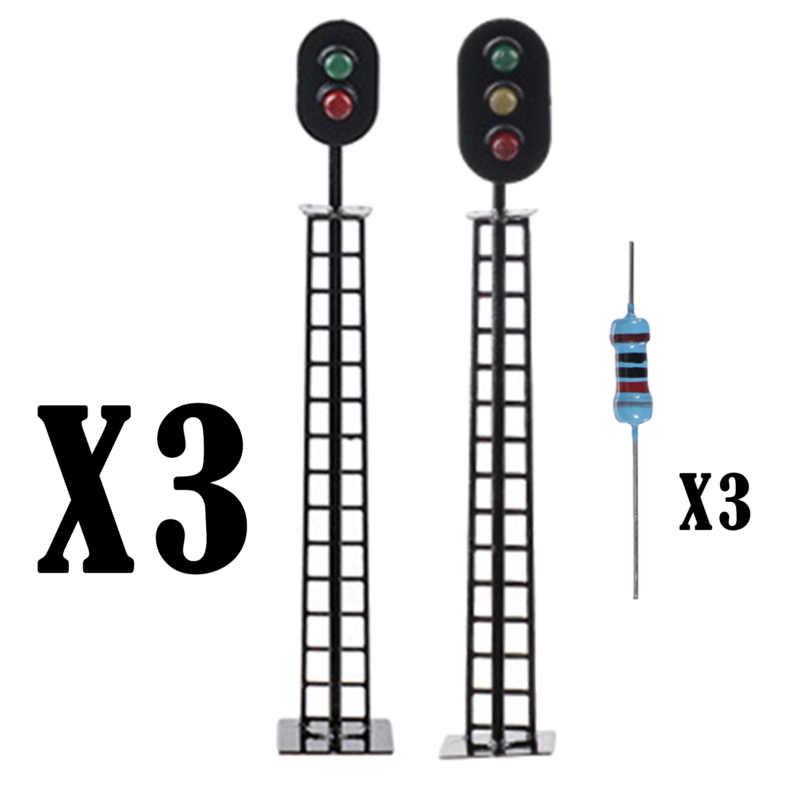 3PCS Model Railroad Train Signals Light Traffic Lights for Train Layout