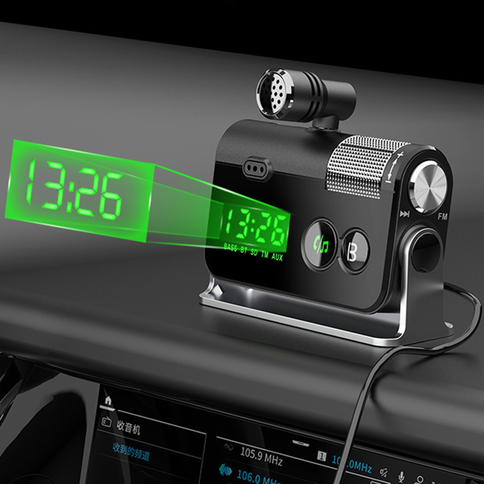 Bluetooth FM Transmitter Plug-in Microphone Wireless Car Kit for iOS Phones