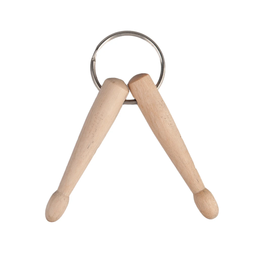 Mini Percussion Drum Stick Keychain 2 Wood Drumsticks Keychain Key Ring