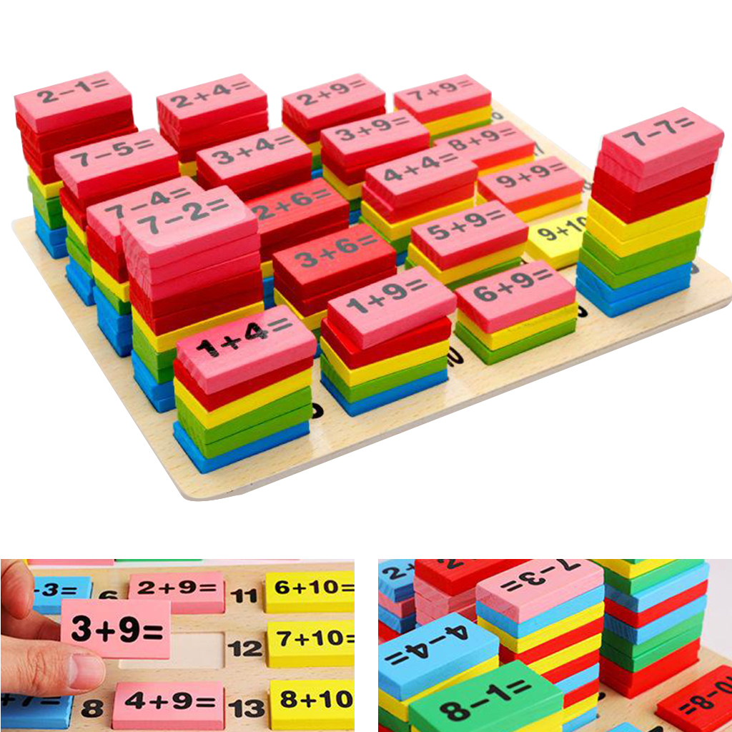 110PCS Colorful Wooden Children Math Counting Calculation Domino Toys Game