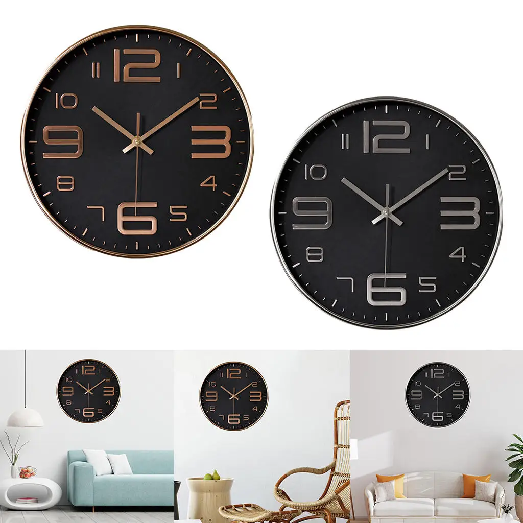 Large Round Wall Clock Mute Quartz School Classroom Hotel Shops Cafe Easy to Read