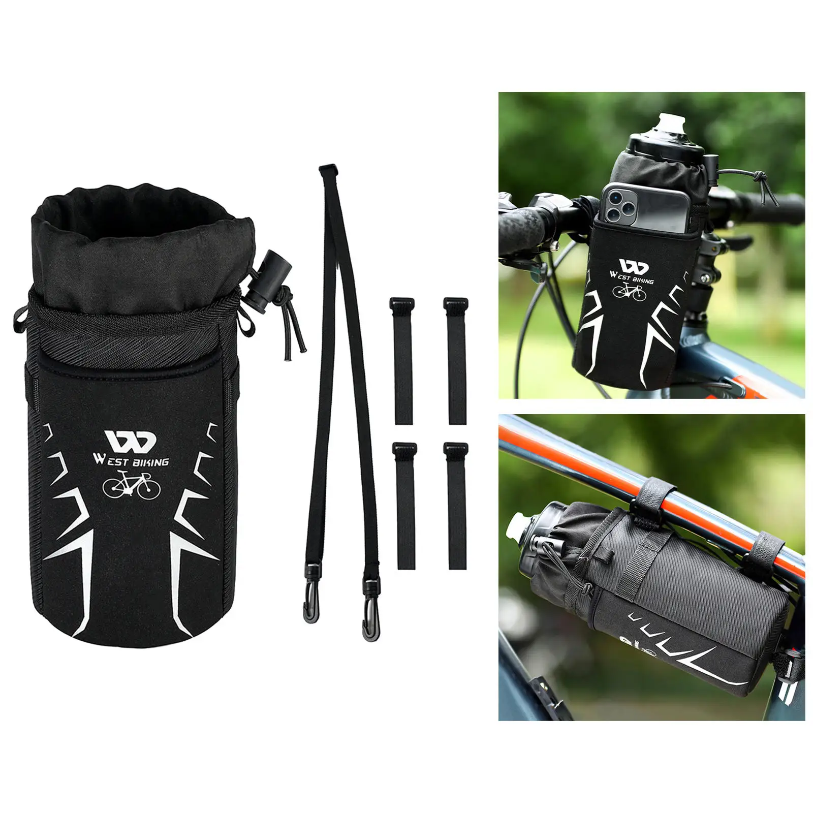 Durable Bicycle Handlebar Bag Water Bottle Holder Bike Drink Cup MTB Scooter Kettle Pouch for Cycling Commuting Equipment
