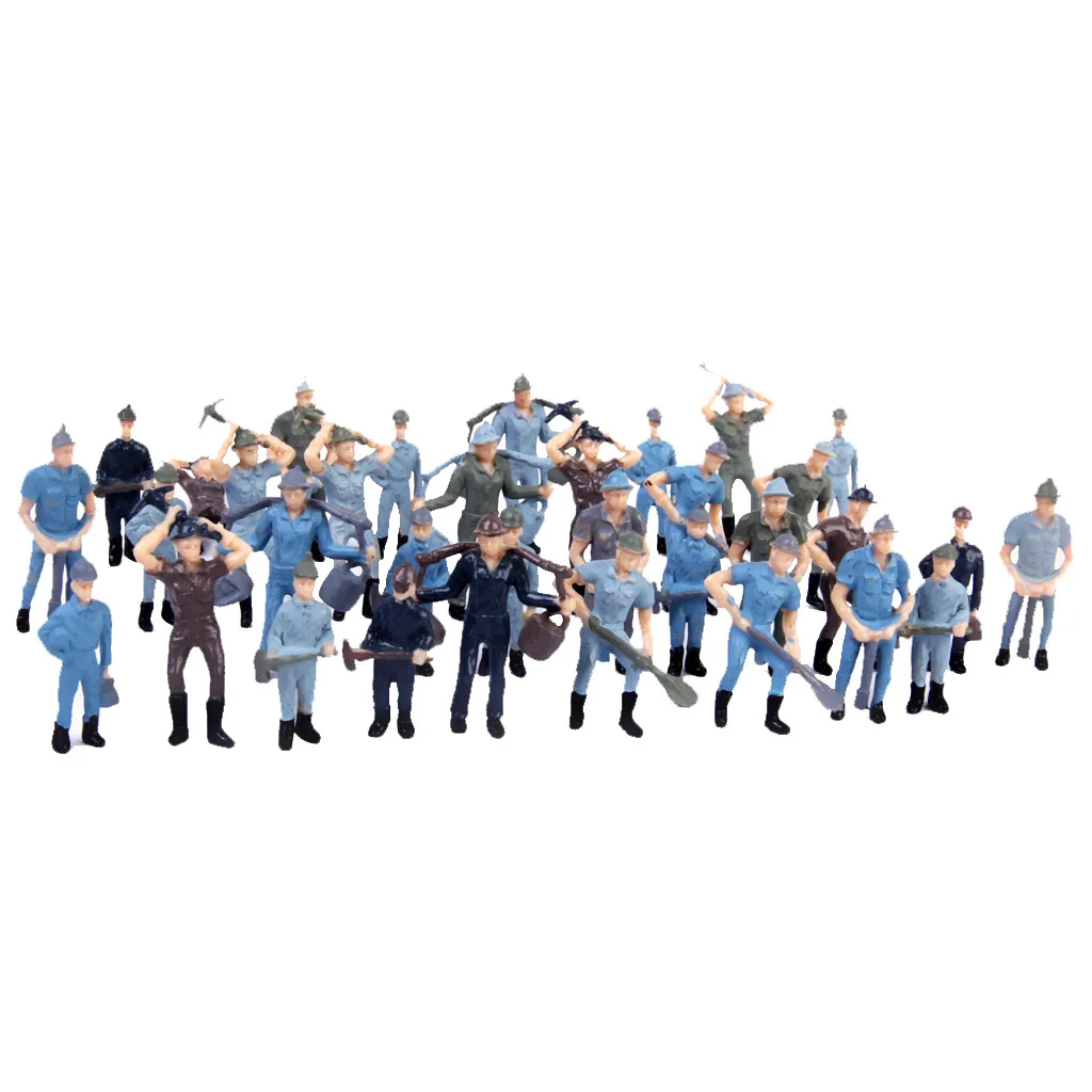 Painted Mixed Model Train Railway Worker People Figures 1:42 Scale 50pcs