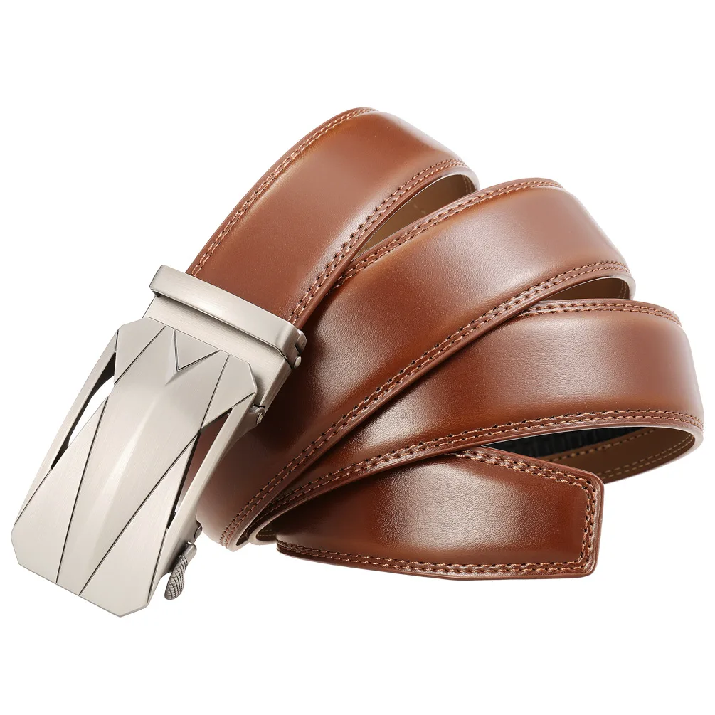 fish belt Automatic Buckle Luxury Belt Trouser Belts for Men High Quality Men's Leather Belt Male Western Fashion Black Brown Big Size 130 men's belts