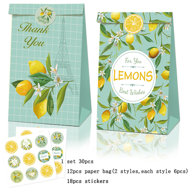 Lemon Party Treat Bags - 12 Pc.