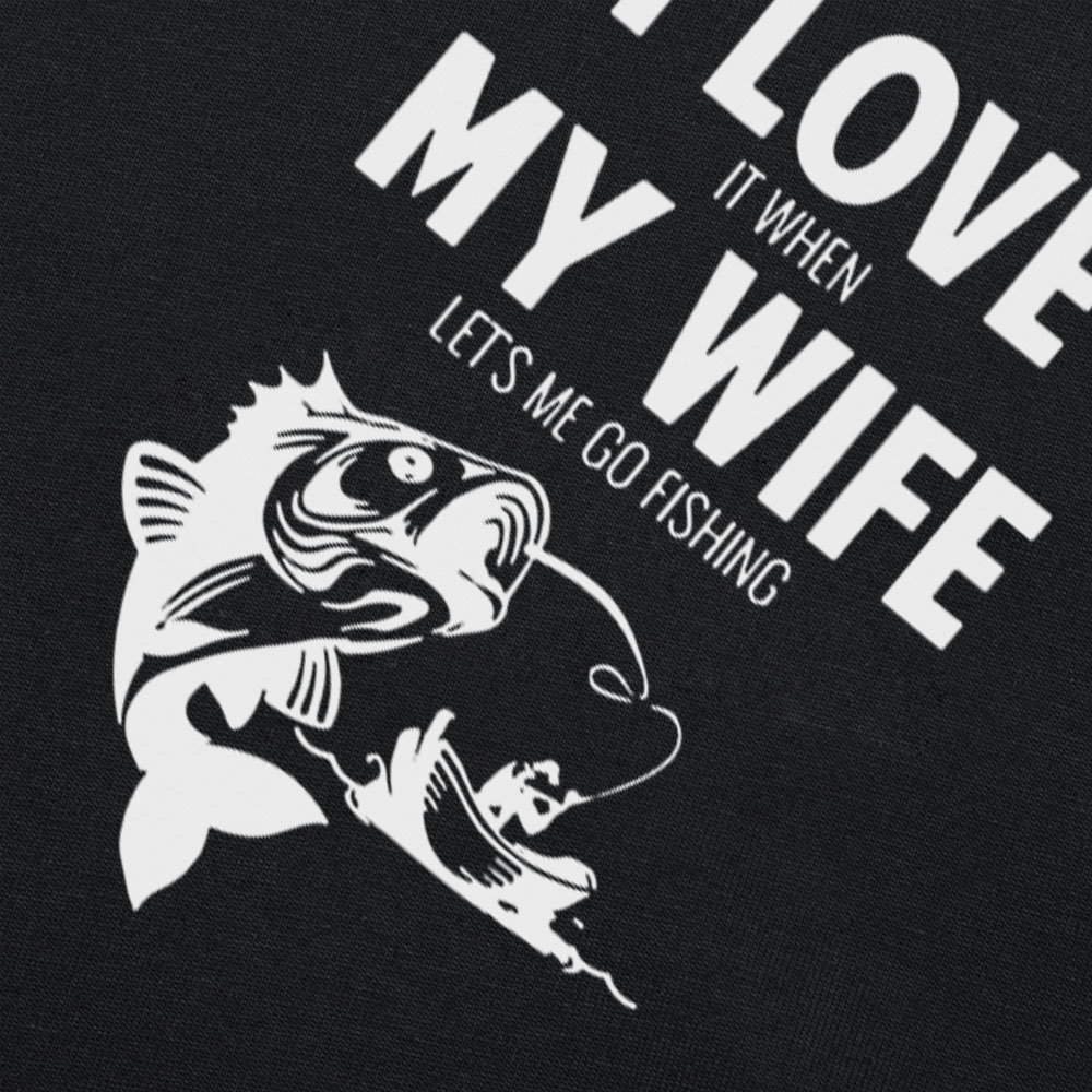 Lustiges „I Love When My Wife Lets Me Go Fishing“-T-Shirt. Fantastisches cooles Fisch-Geburtstagsgeschenk für Ehemann, Freund, Oberteile – Detail 4
