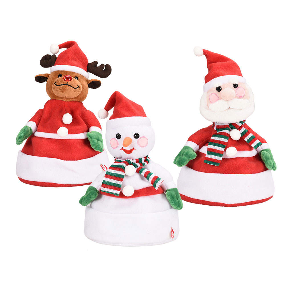 Funny Singing Dancing Hat Electric Toys Holiday Theme Hat Plush Red Music Christmas Hat for Kids Holiday Party Adults Christmas
