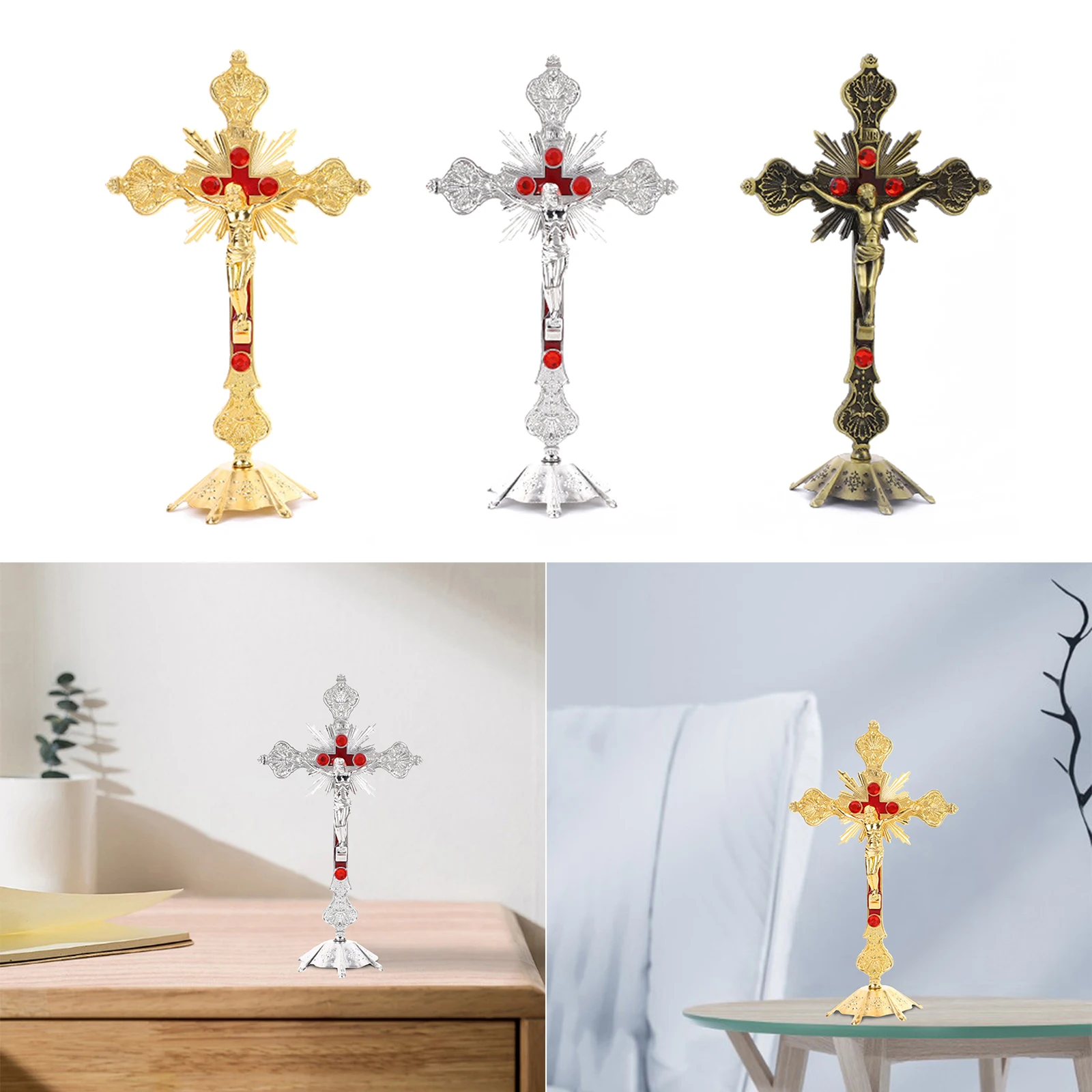 Metal Standing Catholic Christian Altar Church Home Decoration Chapel Cross Crucifix