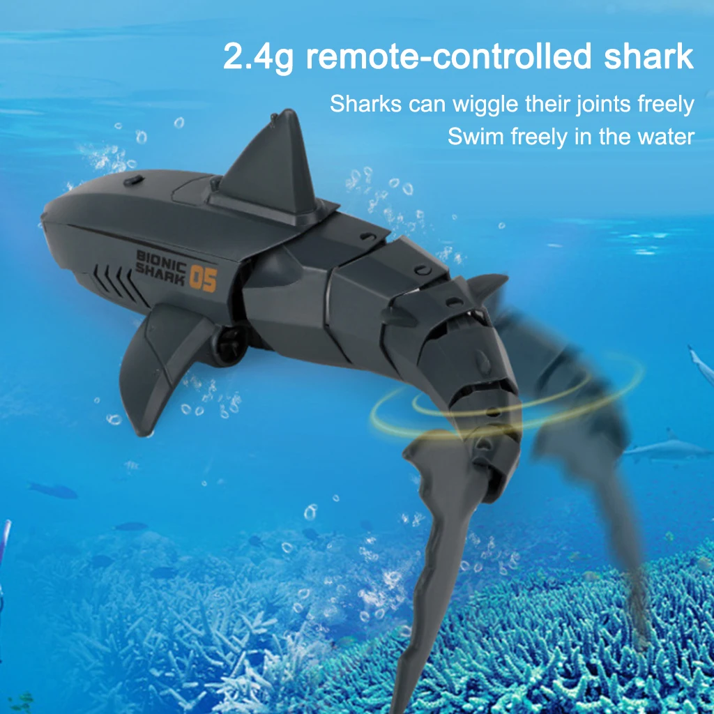 RC Shark Toys Electric Waterproof Shark Toys for Pond Pool Party Decor Black