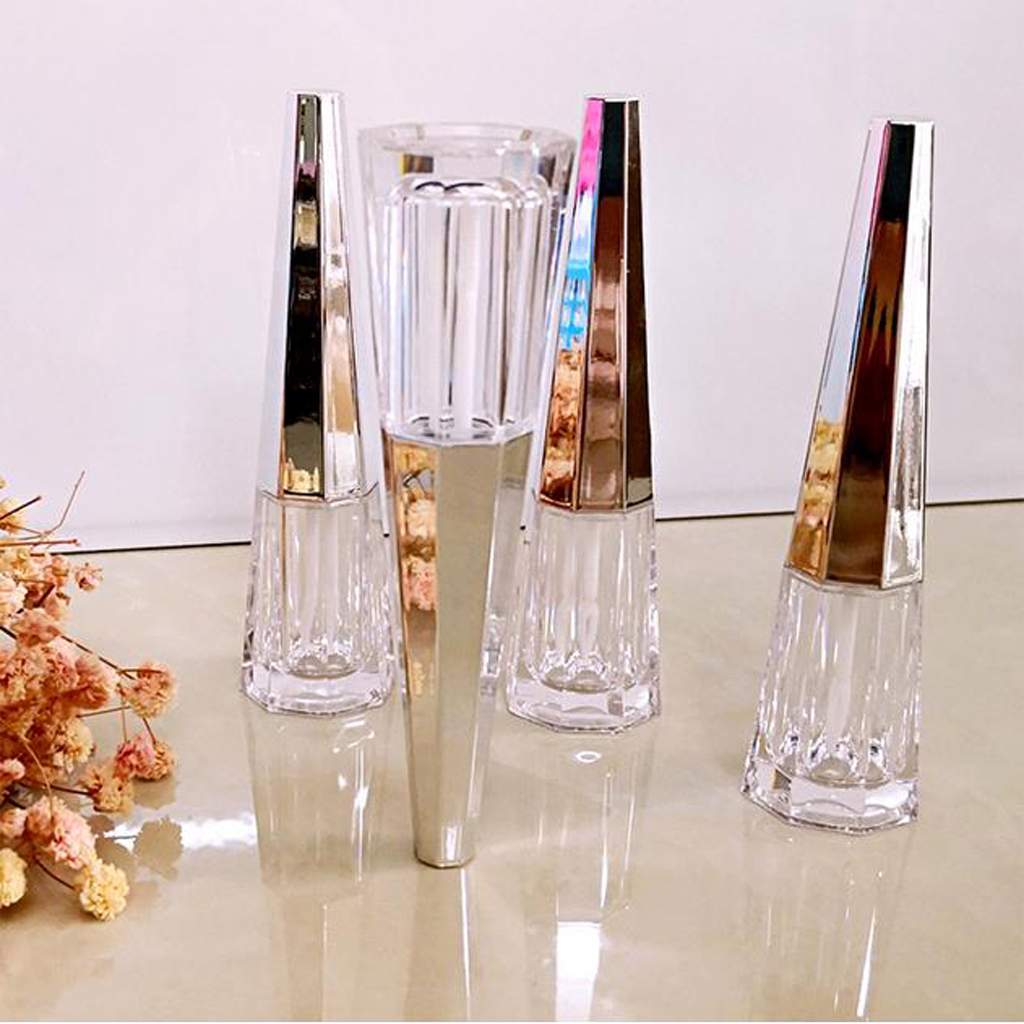 3pcs 6ml Empty Eyeliner Pens Lip Gloss Pyramid-Shaped Lipstick Tubes Bottles