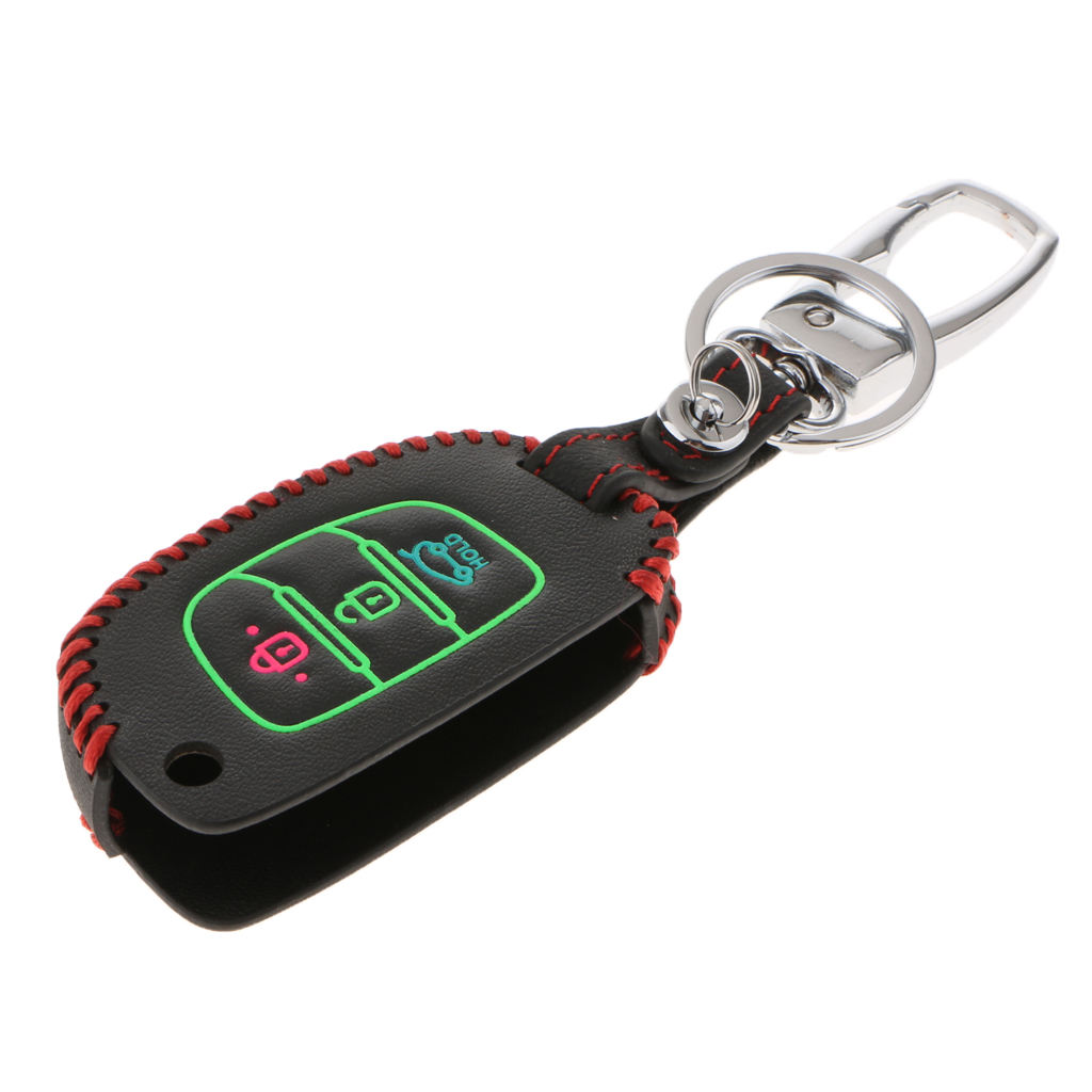 Authentic Leather Remote Smart Key Protector Bag with Key Chain for HYUNDAI 14 MISTRA,15 ELANTRA,15 SANTA,13-15ix35,15 ix25