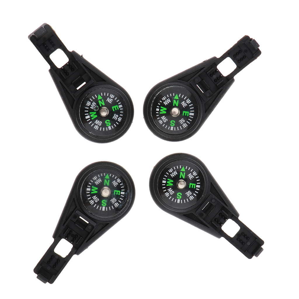 4 Pieces / Pack Zipper Survival Compass Cord Rope End Locks Explorer Buckles