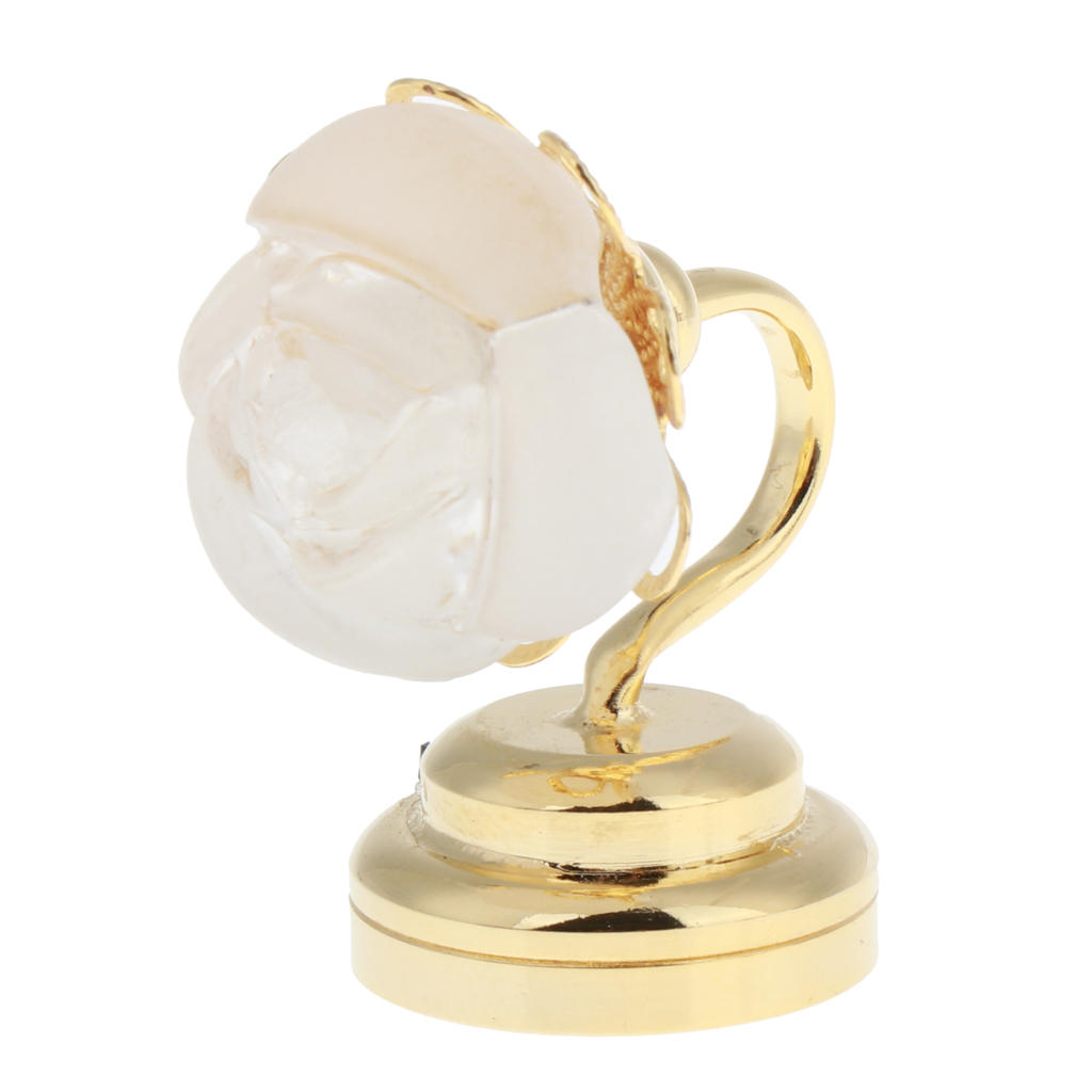 Dollhouse Miniature Rose Shape LED Desk Lamp with Gold Base Life Scene Decor
