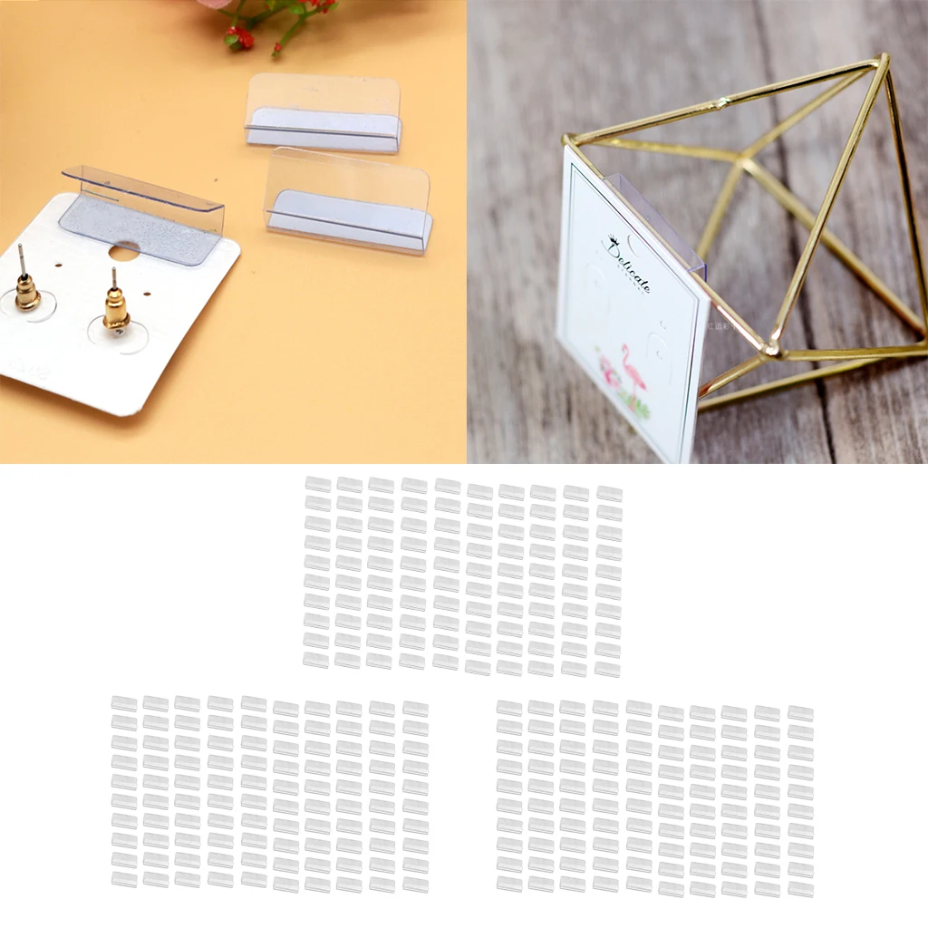 300 Pieces Earring Card Adapter Self-Adhesive Lip Adapter Plastic Lip Hanger for Earring Necklace Card Display (1 x 1.2 inch)	*