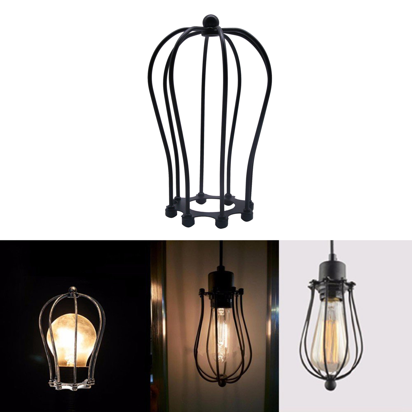 Metal Guard for Ceiling Lamp, Pendant String Light and Vintage Lamp Shades/Cover, Industrial Wire Fixture Iron Bird Cage