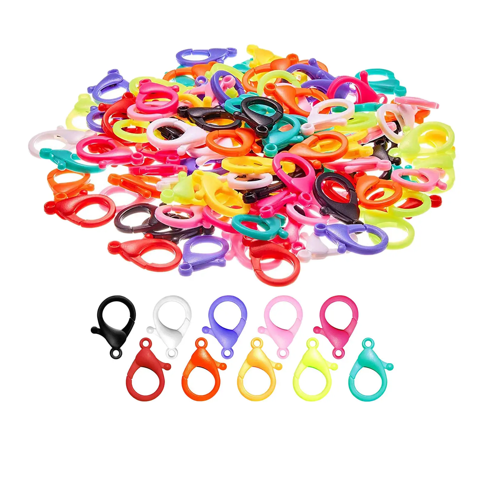 100 Pcs Carabiners with Carabiner Snap Hooks for Keychain Bags Candy Colorful Acrylic Lobster Clasps Hooks Key Chain Key Rings
