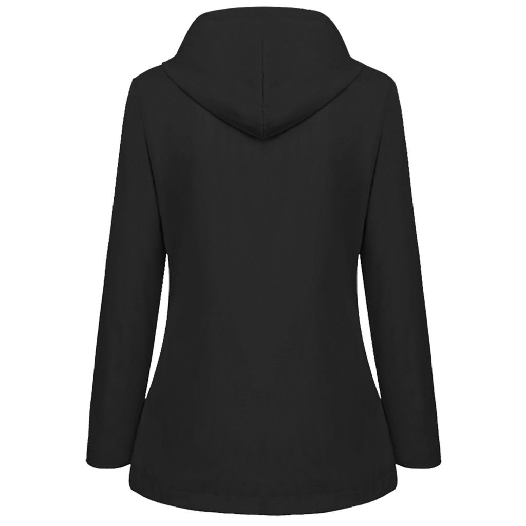 Women Solid Rain Jacket Outdoor Plus Size Waterproof Hooded Raincoat Windproof New Warm Jacket Windproof Outdoor Chaqueta