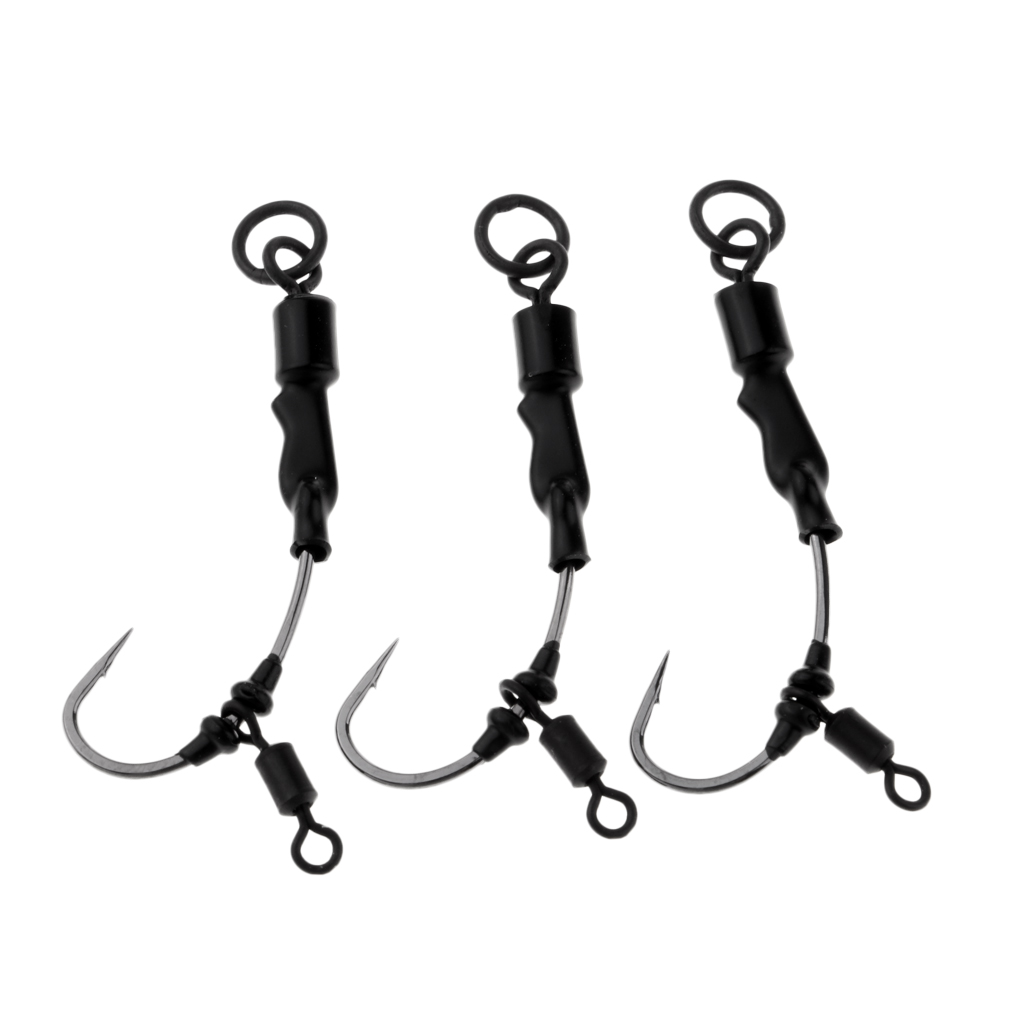 3pcs Carp Fishing Chod Rigs Ready Tied Chod Rigs Stiff Rigger Barbed Hooks