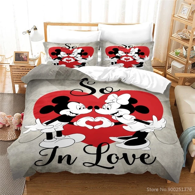 Disney - Parure de lit en coton Minnie : Coeurs - 140 x 200 cm