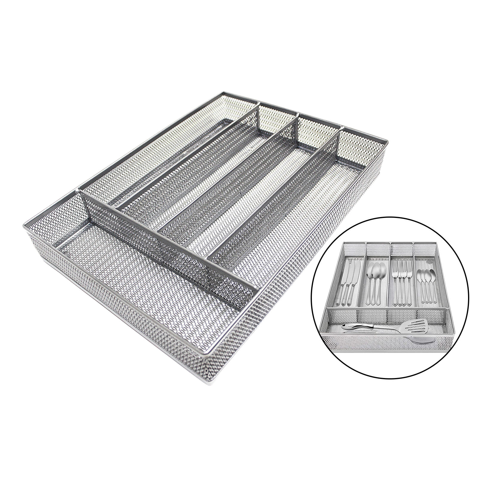 5 Compartments Cutlery Organizer Tableware Storage Box Stationery Holder Flatware Storage Box