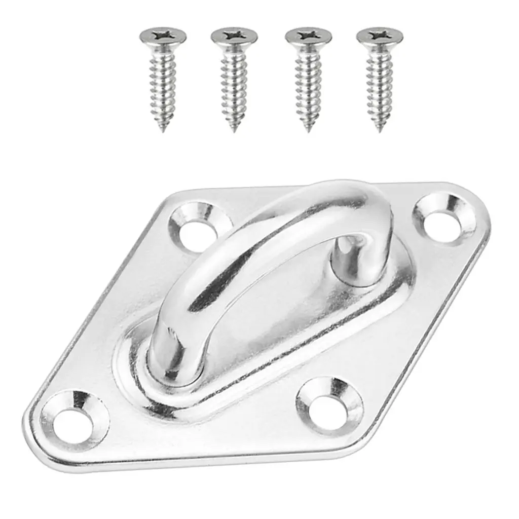 Marine Stainless Steel Boat Diamond Pad Eye Hook Plate Sail Shade Fixing with Mounting Screws