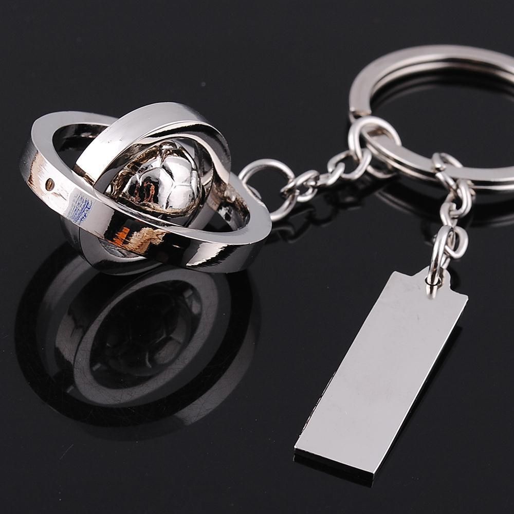 Custom Logo Phone Number Name Keyring World Cup Design Silver Sports Football Golf Keychain Mini Rotate Ball Dangle  Key Chains