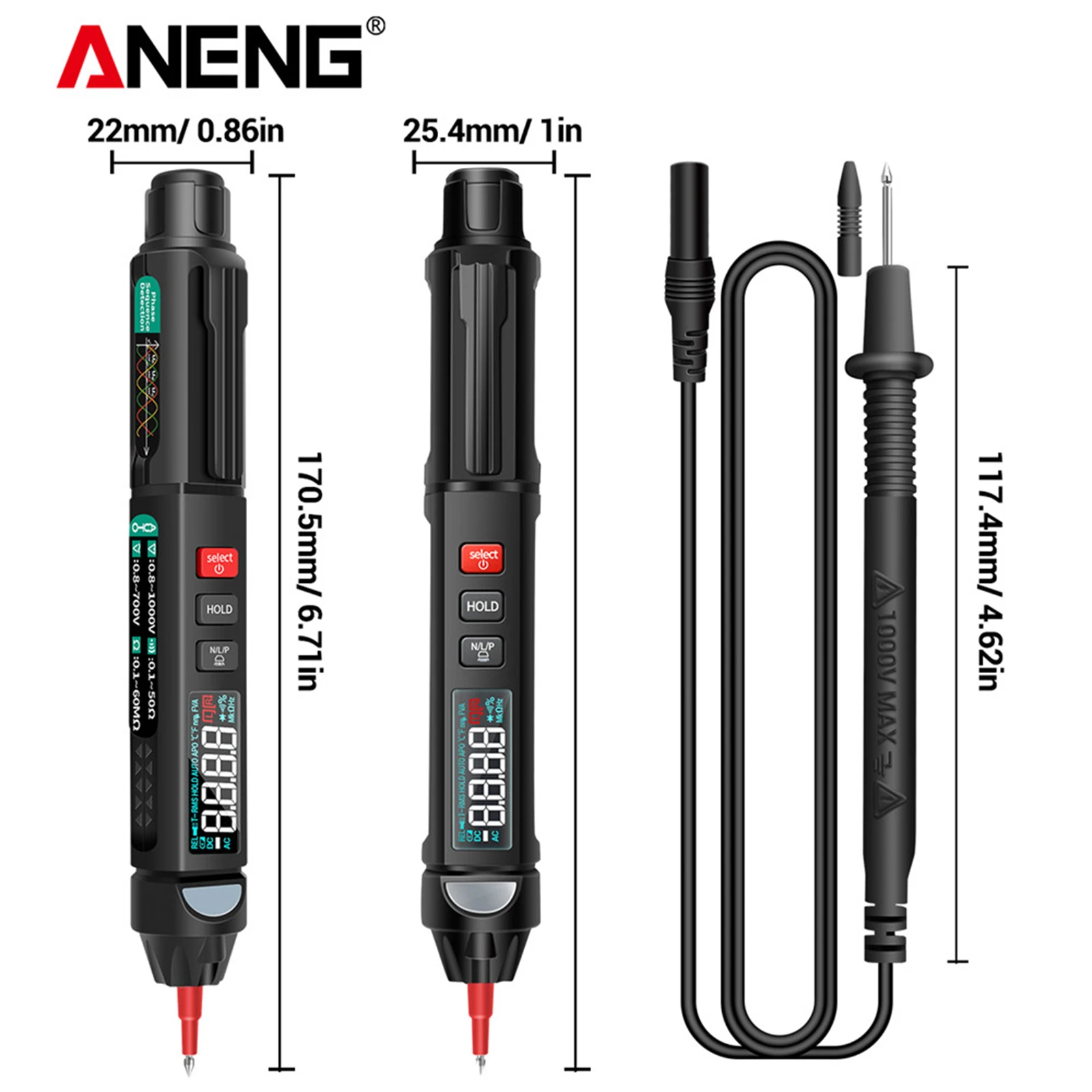 Professional Multimeter Tester 6000 Counts NonContact Electrical Instrument A3008 Digital Multimeter Auto Intelligent Sensor