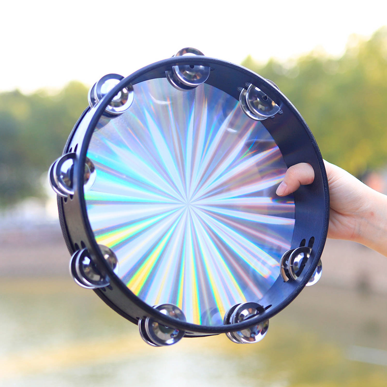 Tambourine Double Row Jingle Percussion Instrument for Church 10