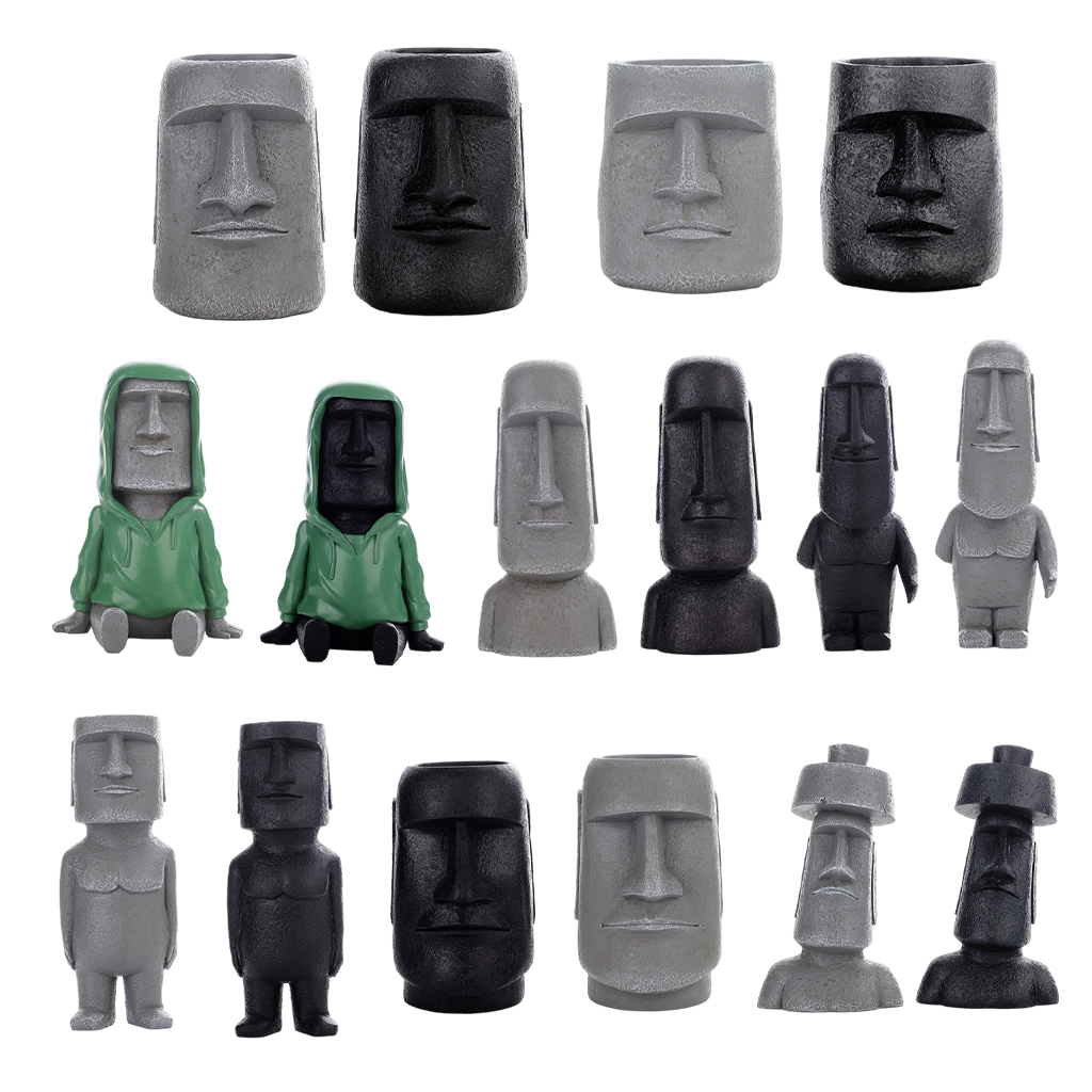 Ancient Easter Island Statue Resin Decor Accents Antique Roman Portrait for Living Room Desk Bedroom Ornaments