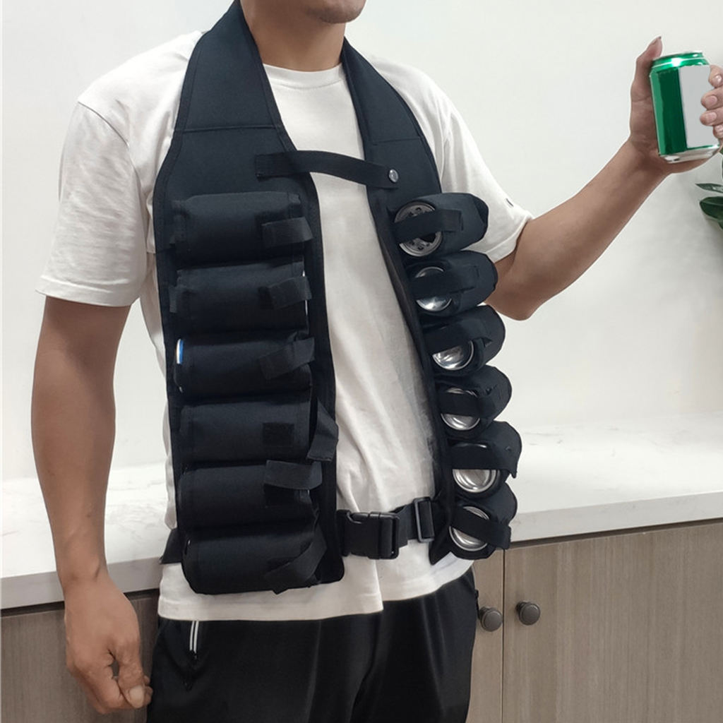 Drinking Vest 12-Pack with Inside Money Holder Beer Can  Beer Holster for Picnic Camping Travel Men