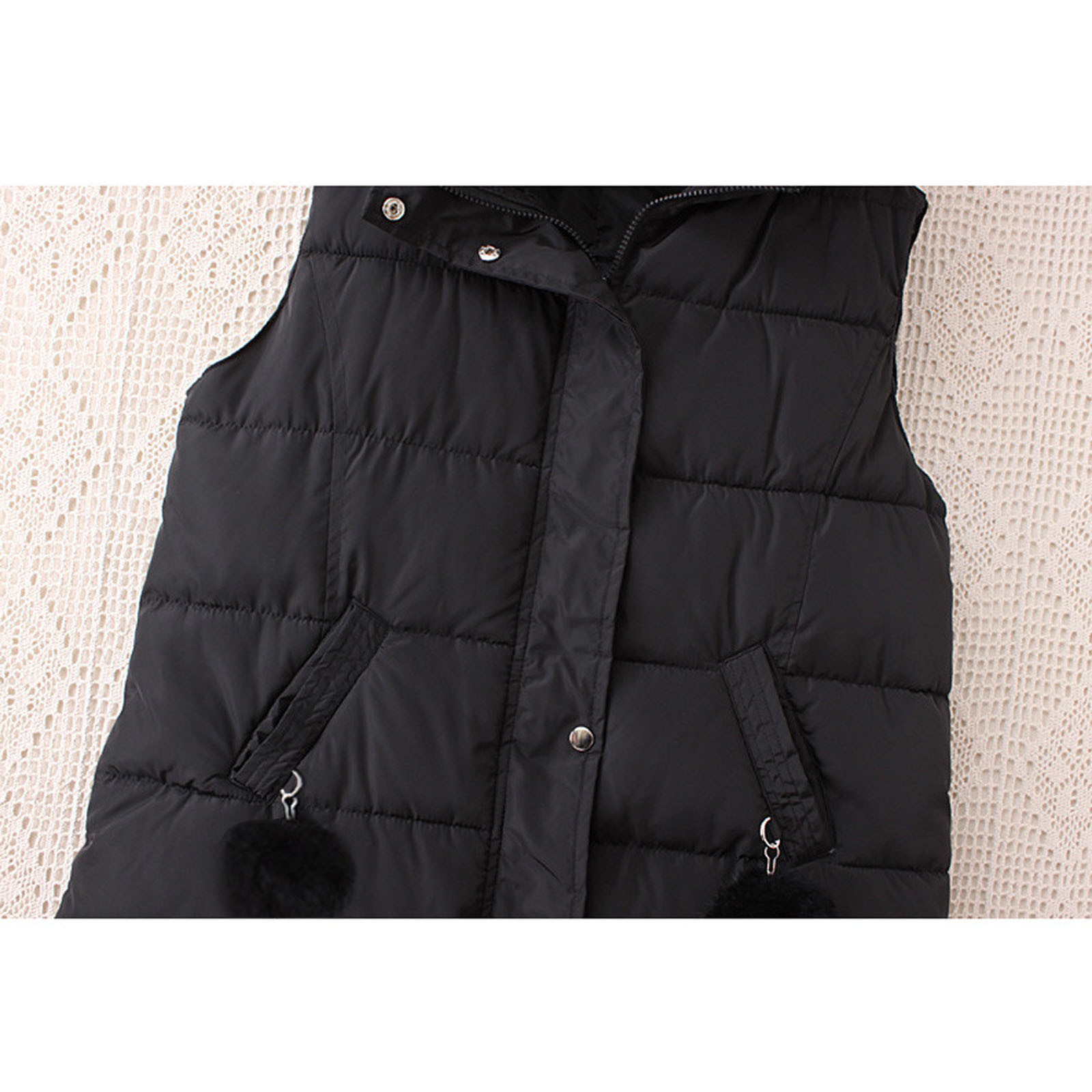 outono inverno feminino longo parkas colete quente preto zíper com capuz para baixo casaco parka senhoras sem mangas jaqueta outwear