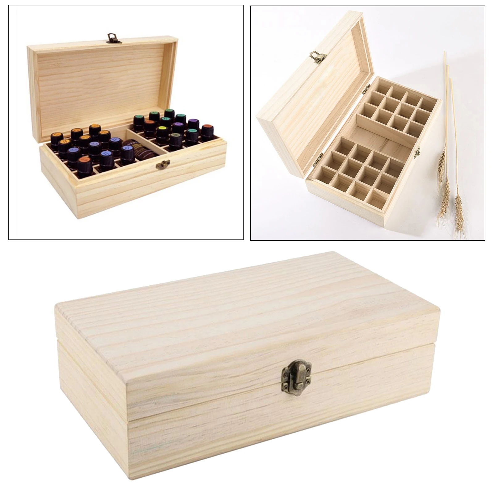 25Slots Essential Oils Storage Box Wooden 5/10/15ml Bottle  Organizer