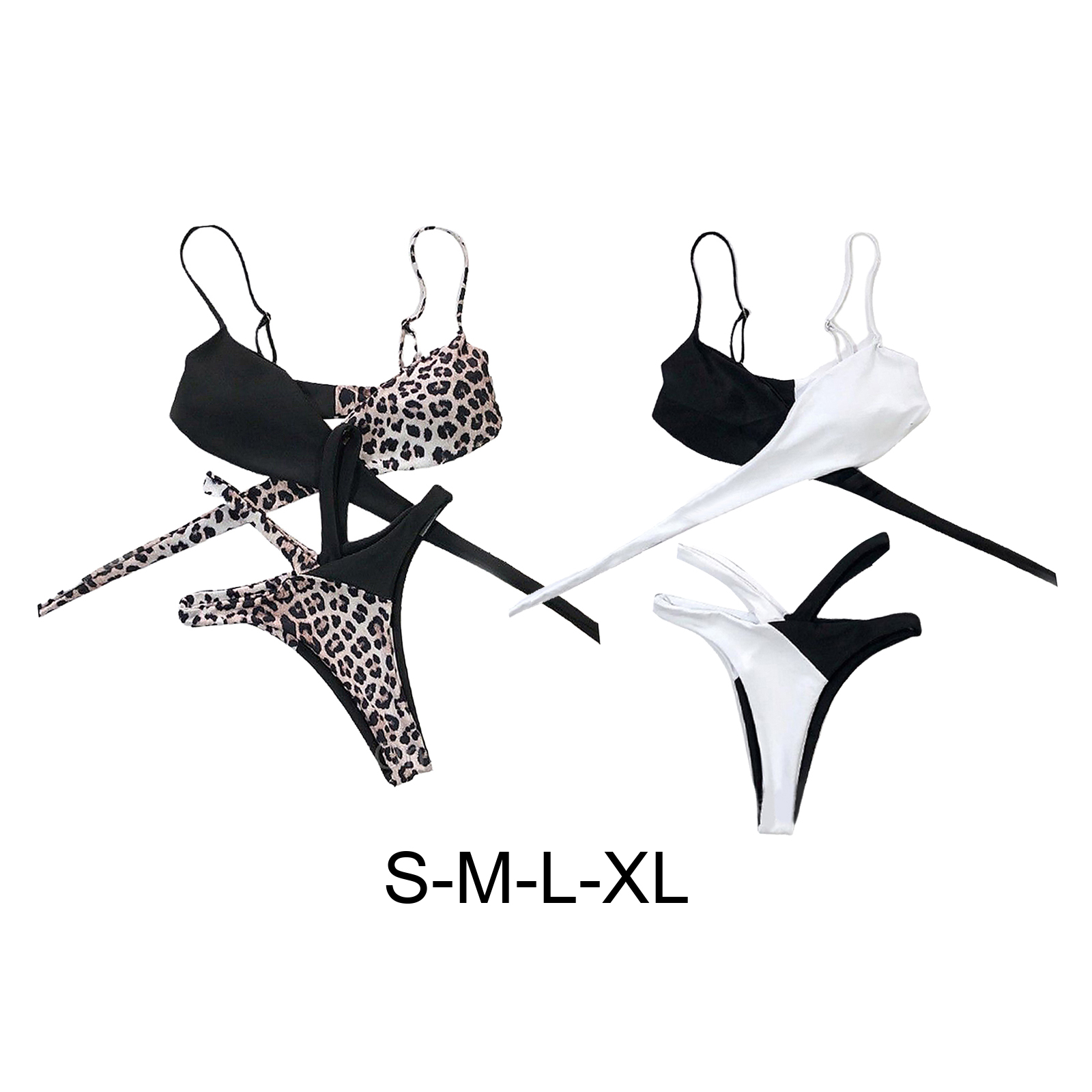 Womens Bikini Tankini Women Leopard Print Bathing Two Piece Swimsuit Ladies Swimwear Beach Travel Swim Pool Backless Bra Bottoms