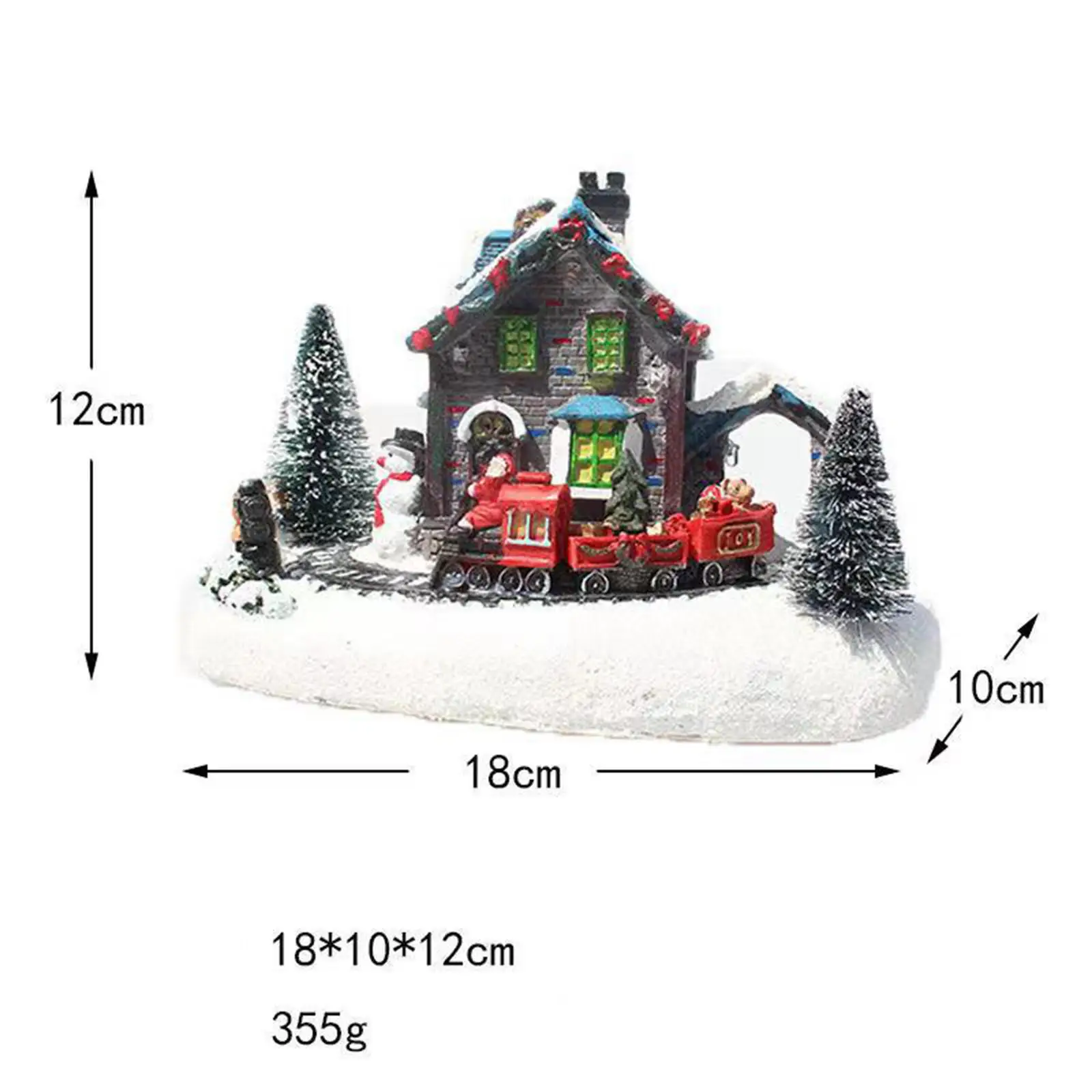 Resin Christmas Winter House Train Figurine Miniature Village with Calendar