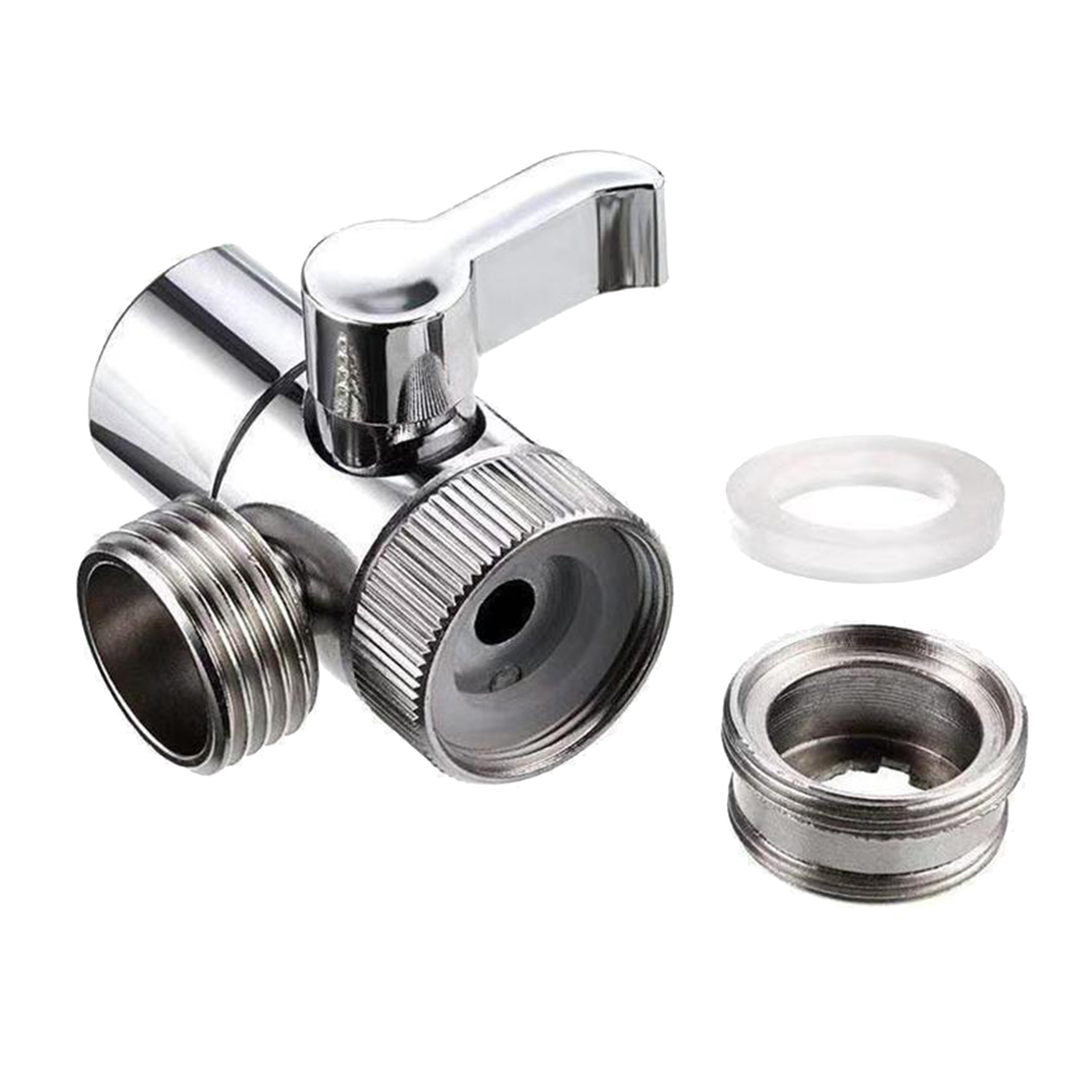 3 Way Metal T-Adapter With Shut-Off Valve Connector Solid Brass Shower Arm Diverter Valve Handshower