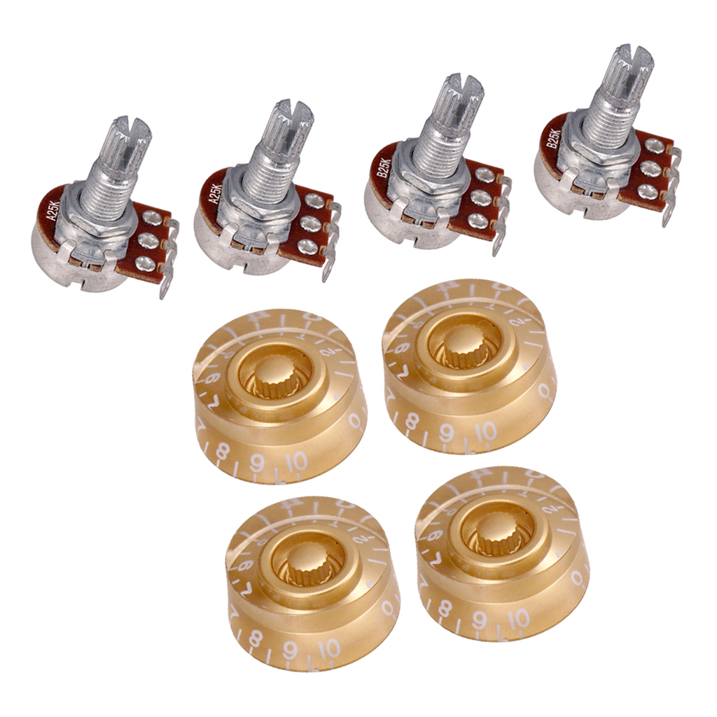 Guitar Speed Control Knobs Potentiometer 25K Combo 18mm Long Split Shafts