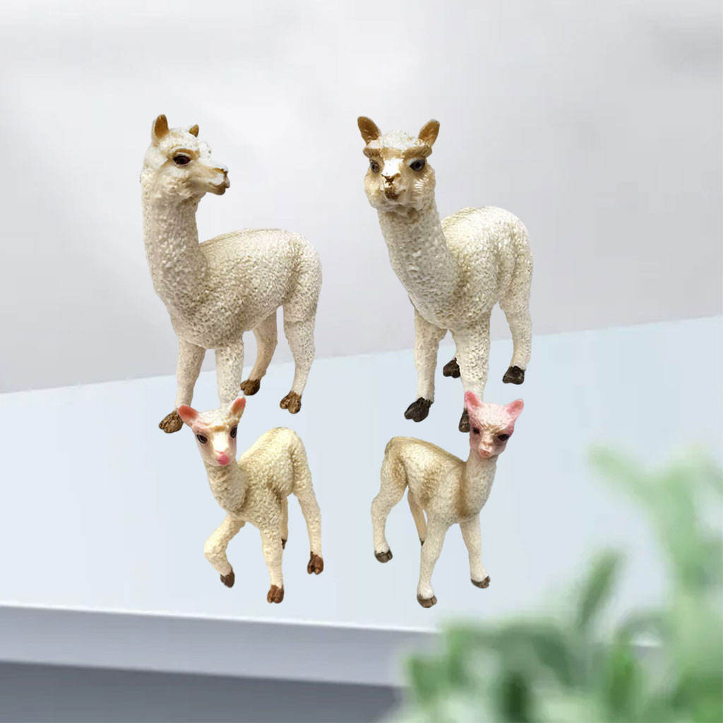 4 Pack Simulation Animal Model Farm Animals Alpaca Figurines for Christmas Birthday Gift