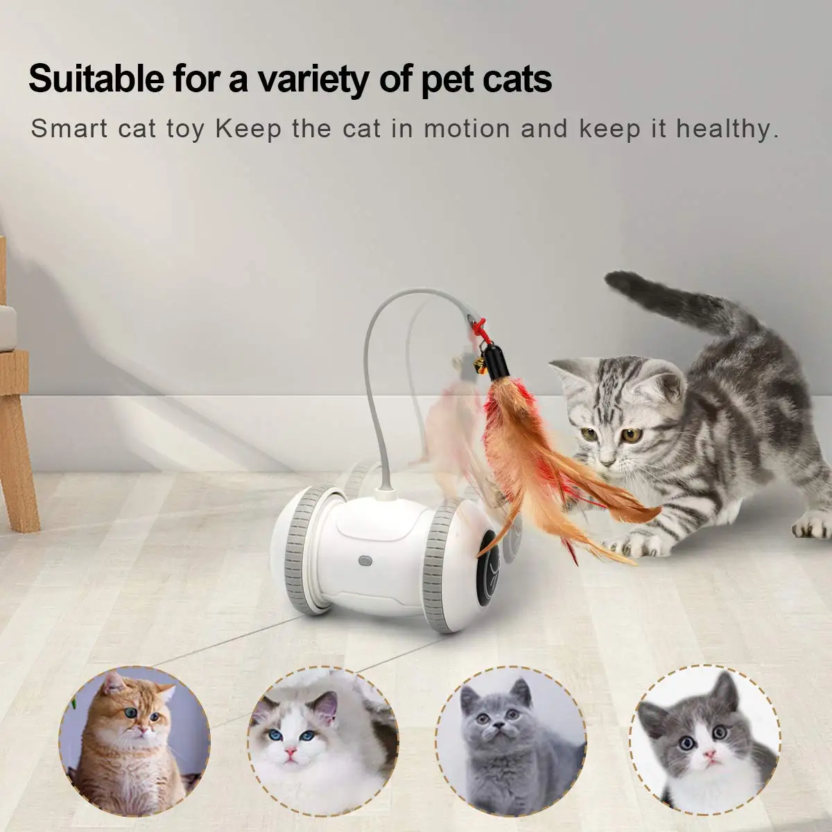 Smart Sensor Cat Toys Interactive Automatic Electronic Feather Toys LED Light USB Rechargeable Indoor Balls Kitten Toys for Pets