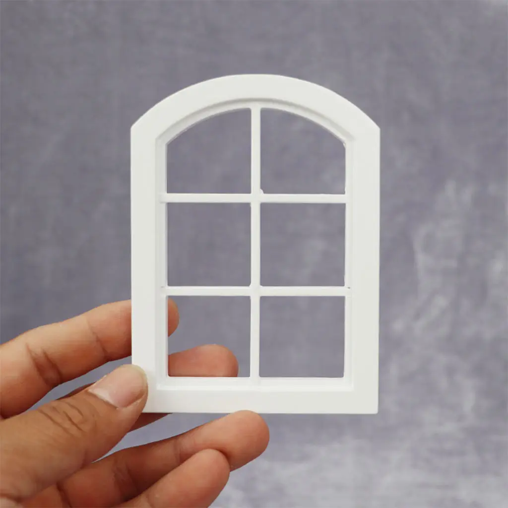 White Arch Dollhouse Windows 6 Pane Furniture Craft DIY Room Decration