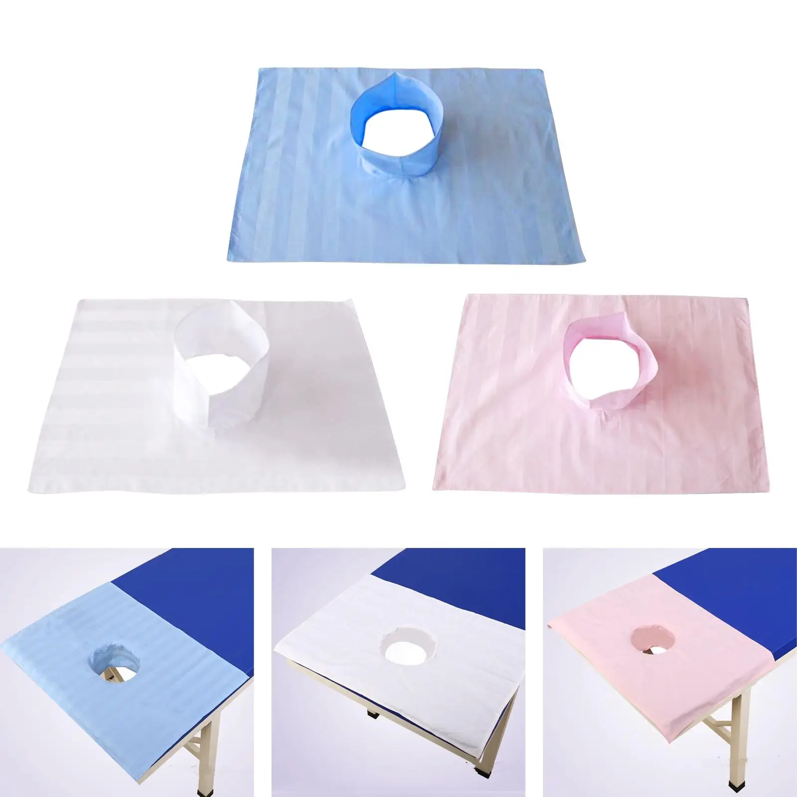 Massage Table Sheet with Face Breath Hole Sectional Towelling Cover for Skin Care