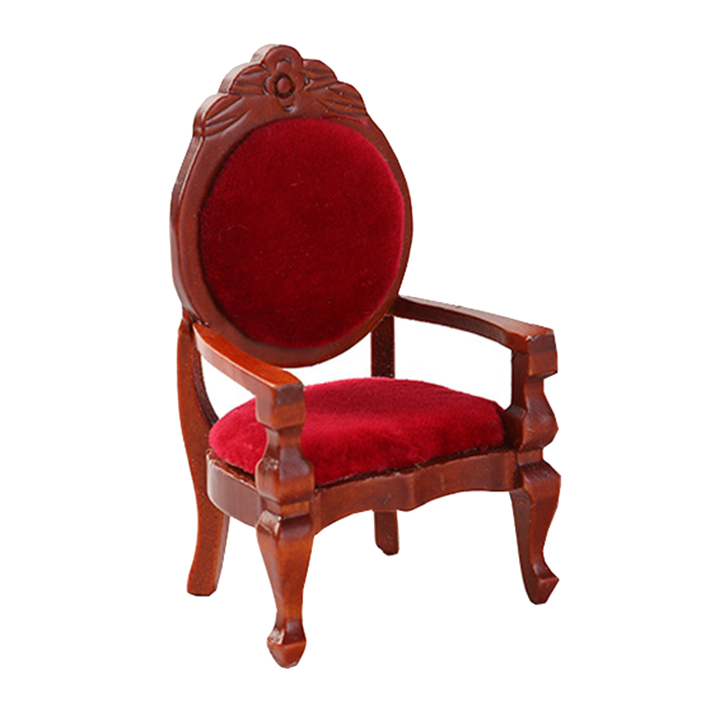 12th Dolls House Miniature Wooden Antique Chair Room Furnishings Model Toys