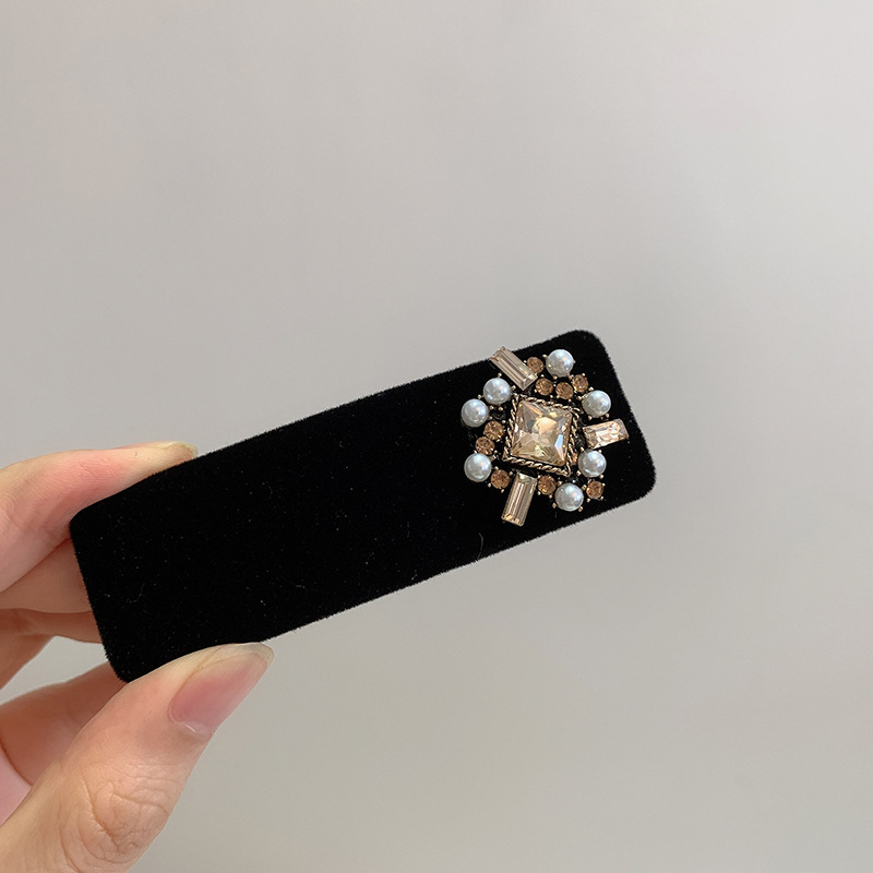 Retro Schwarz Samt Haarnadeln für Haarspangen Frauen Kristall Strass Perle Koreanische Weibliche Haar Clips Schmuck Mädchen Zubehör – Detail 12