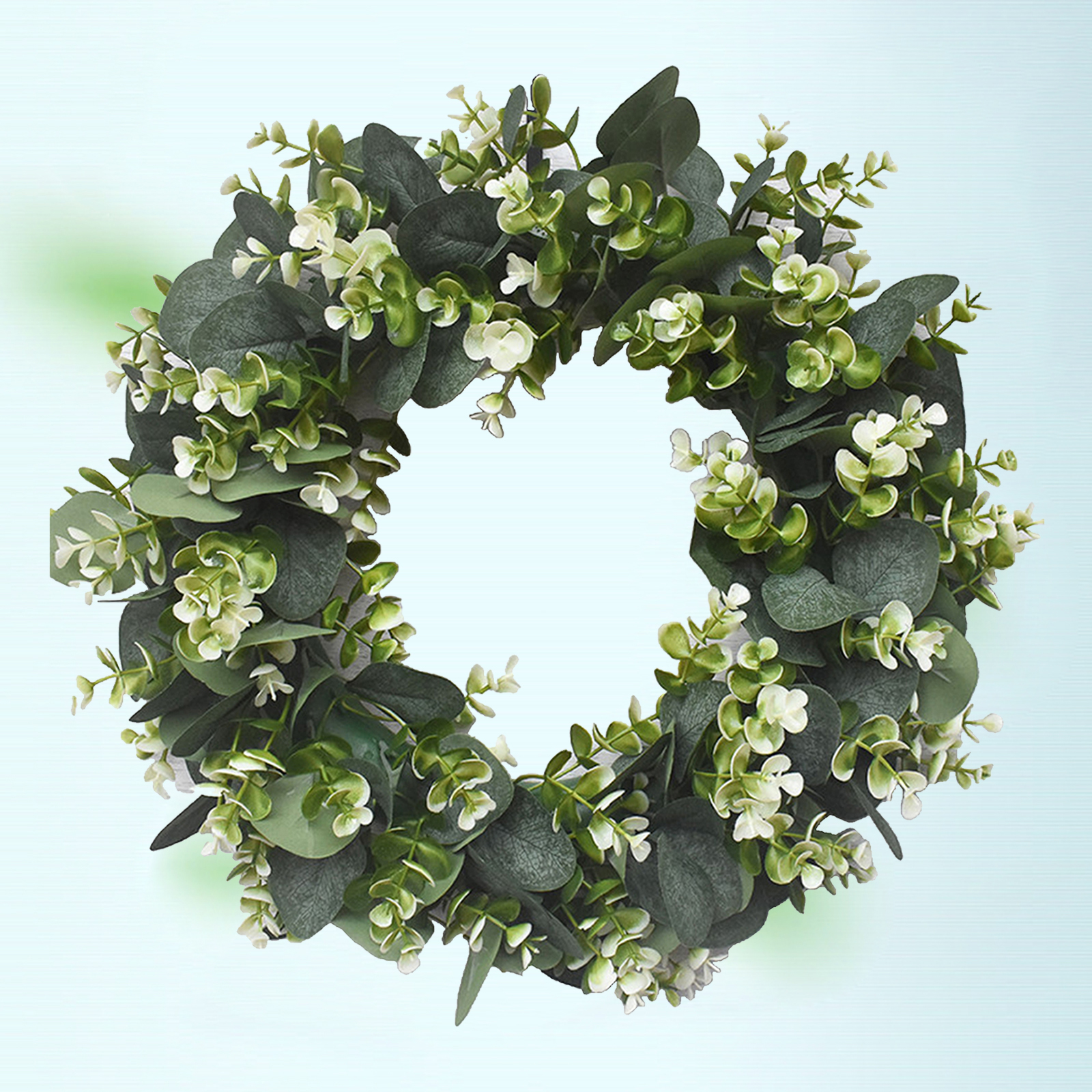 Eucalyptus Green Leaves Wreath Front Door Living Room Ornament Arts 40cm Plastic