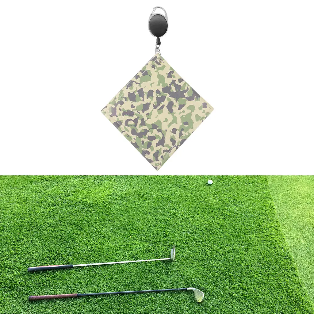 Golf Towel Double-Sided W/ Buckle Camouflage Cleaner Tool Club Head Wiping Cloth for Outdoor Water Absorption Gym Golf Sports