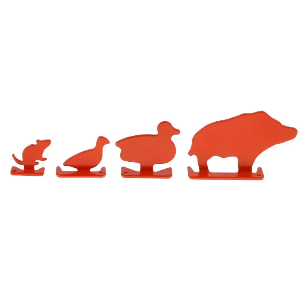 4pcs Metal Animal Targets Set Shooting Plinking Target for Fun Competition and Practice Orange Paintball Accessories
